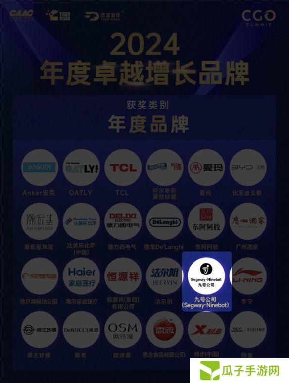 九号公司荣获CGO品牌增长峰会“年度卓越增长品牌”奖