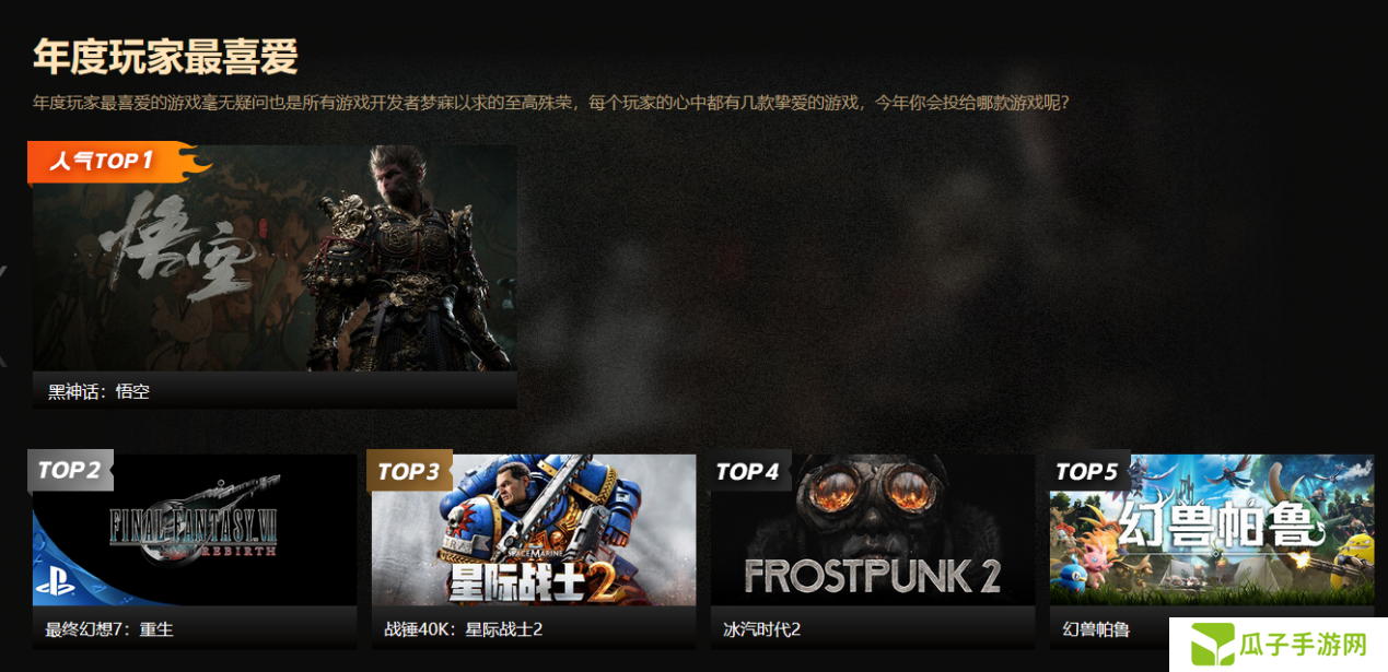 PGA 2024年度玩家最喜爱游戏 TOP5提名游戏介绍